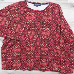 Jones New York* Women's Boat Neck Long‎ Sleeve Blouse Size 2X 100% Cotton